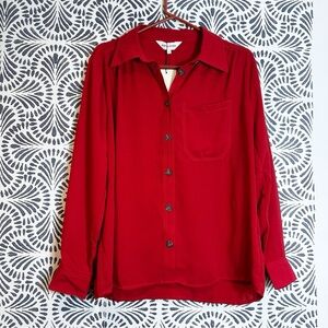 Anthropologie Pepaloves Classic Red Button Down Shirt